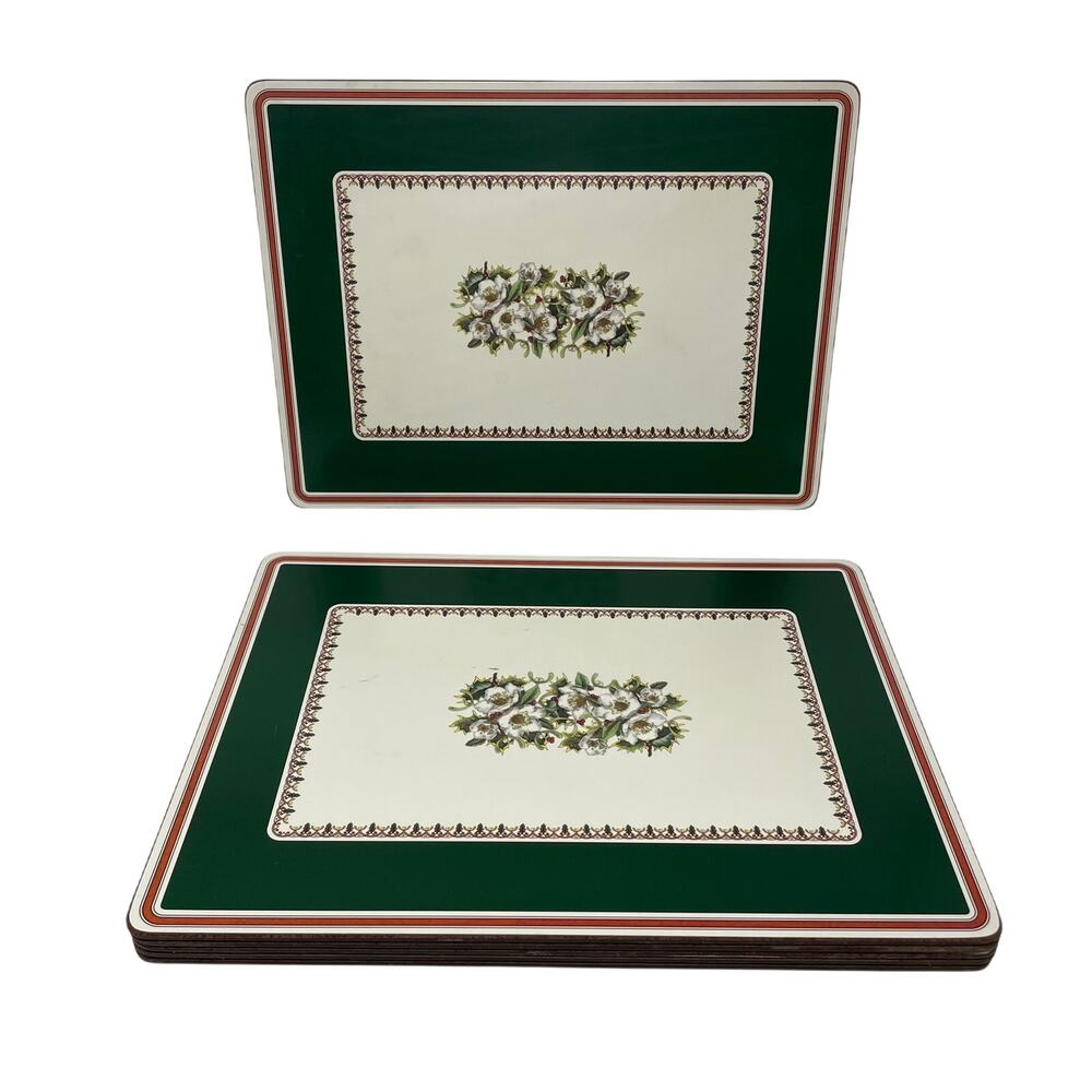 Spode Christmas Rose Table Placemats Set of 6 Cork Back Made in England Vintage